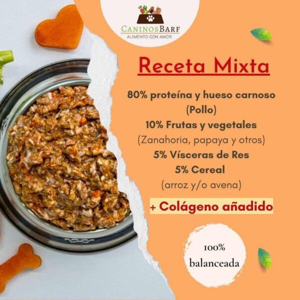 Receta mixta barf para perros